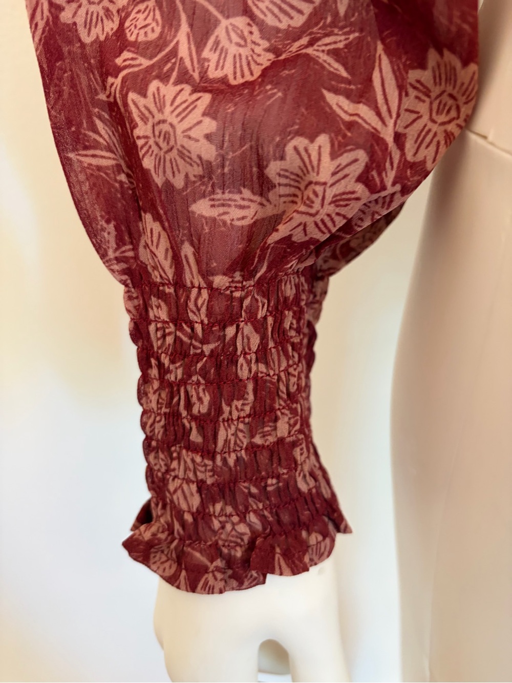 #752 Promesa NWOT Dusty Rose Blouse with Burgundy Accents - Picture 6 of 13